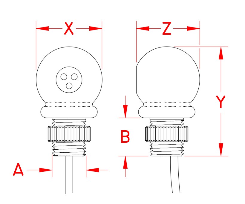 Tri Star Ball, LED lights, S0803-2000, S0803-200R, Line Drawing